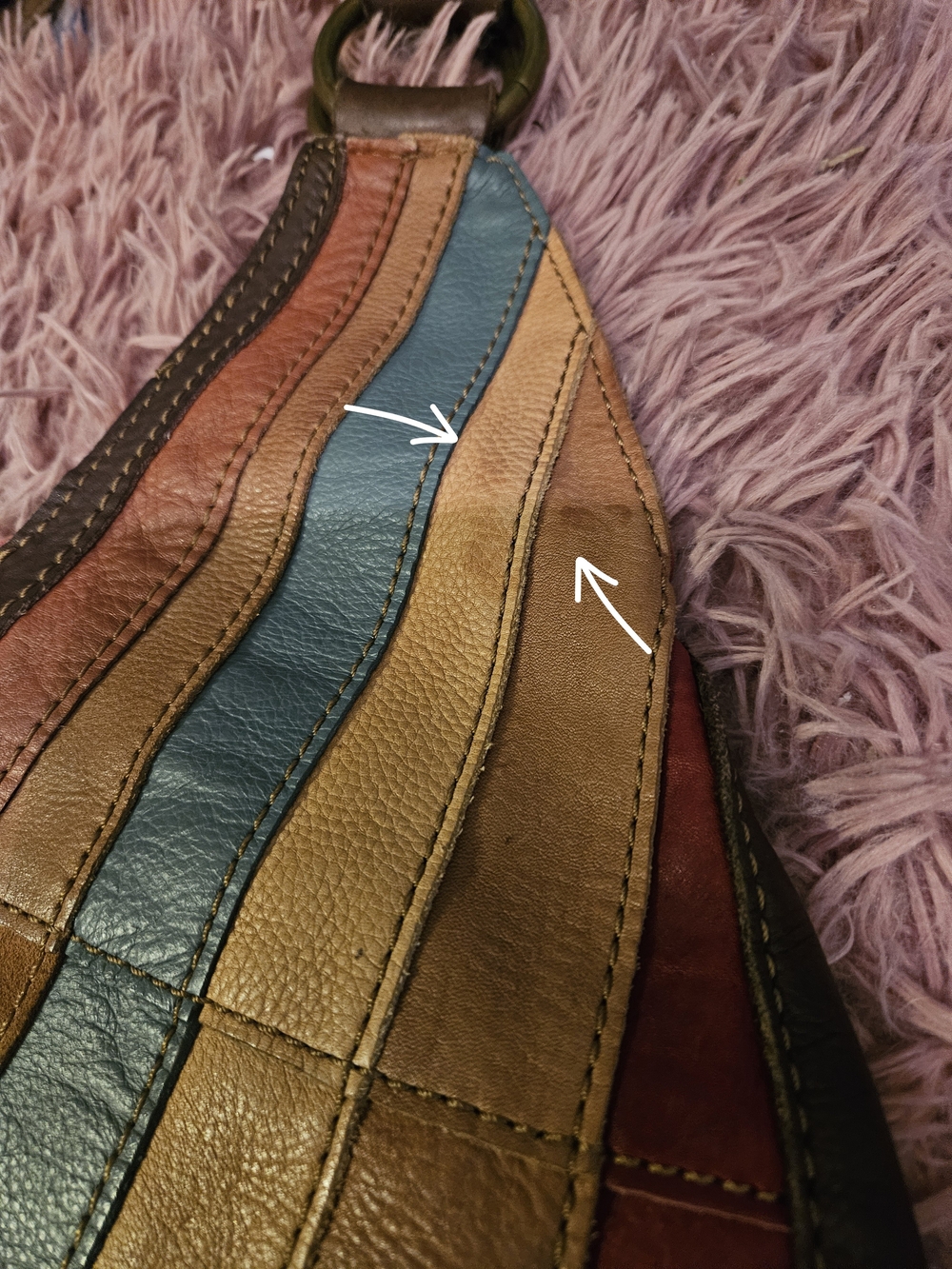 Lucky Brand☆Leather Patchwork Shoulder Bag - Vintage - Picture 3 of 13